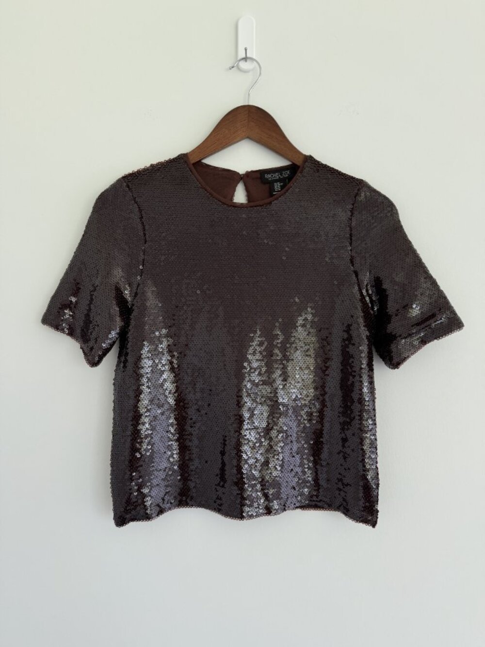 Rachel Zoe Los Angeles New York Brown Sequins Top Size XS NWOT - Picture 5 of 7